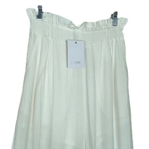 Suboo Nadia Revolve High Waist Wide Leg Pants NWT Ivory/Gold Stripe Size 6 - Picture 5 of 11